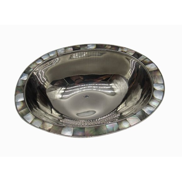 MICHAEL ARAM Stainless Steel Bowl with Mother Of Pearl Accent 11" - Picture 9 of 12